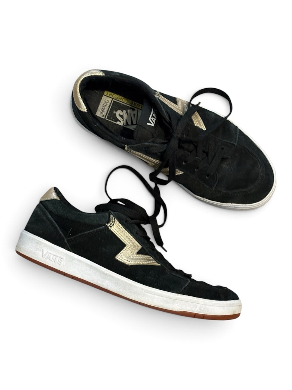 Vans Women’s Black Suede Low-Top Sneakers with Metallic Accents